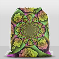 Rose Painted Kaleidoscope Colorful Drawstring Bag (small) by Pakrebo