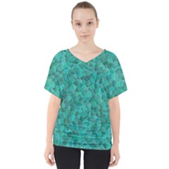 Turquoise V-neck Dolman Drape Top by LalaChandra
