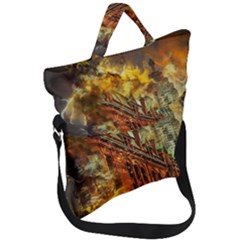 Flat Iron Building Architecture Fold Over Handle Tote Bag by Pakrebo