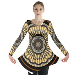 Mandala Pattern Round Ethnic Long Sleeve Tunic  by Pakrebo