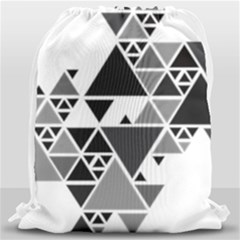 Gray Triangle Puzzle Drawstring Bag (large) by Mariart