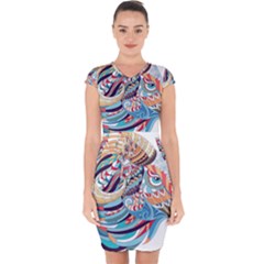 Goat Sheep Ethnic Capsleeve Drawstring Dress  by Mariart