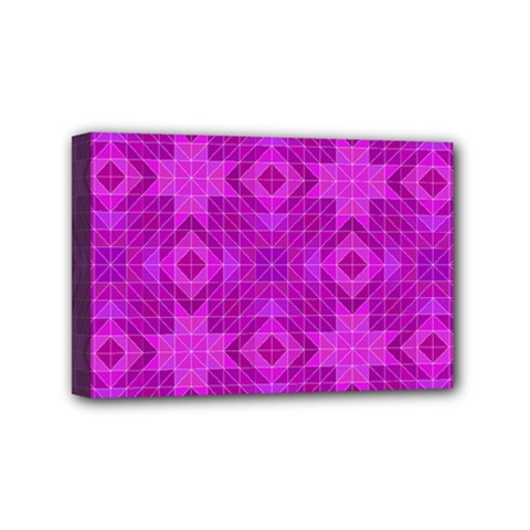Magenta Mosaic Pattern Triangle Mini Canvas 6  X 4  (stretched) by Pakrebo