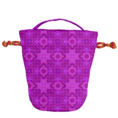 Magenta Mosaic Pattern Triangle Drawstring Bucket Bag by Pakrebo