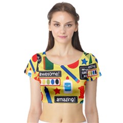 Fabric Cloth Textile Clothing Short Sleeve Crop Top by Pakrebo