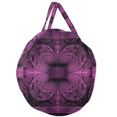 Fractal Magenta Pattern Geometry Giant Round Zipper Tote by Pakrebo