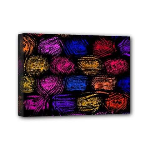 Pattern Background Structure Pink Mini Canvas 7  X 5  (stretched) by Pakrebo