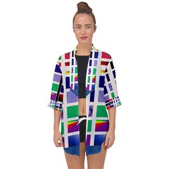 Color Graffiti Pattern Geometric Open Front Chiffon Kimono by Pakrebo