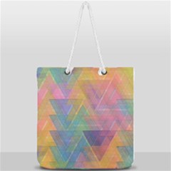 Triangle Pattern Mosaic Shape Full Print Rope Handle Tote (large) by Pakrebo