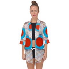 Line Art Geometric Design Line Open Front Chiffon Kimono by Pakrebo
