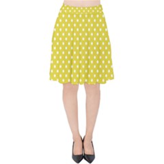 Yellow Polka Dot Velvet High Waist Skirt by retrotoomoderndesigns