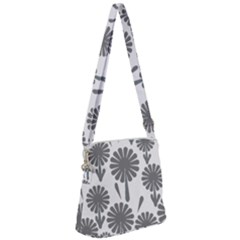 Zappwaits Flowers Black Zipper Messenger Bag by zappwaits