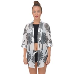 Zappwaits Flowers Black Open Front Chiffon Kimono by zappwaits