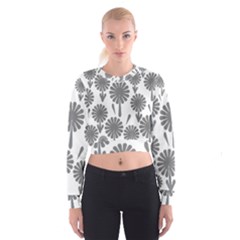Zappwaits Flowers Black Cropped Sweatshirt by zappwaits