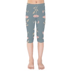 Florets In Grey Kids  Capri Leggings  by WensdaiAmbrose