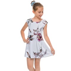 Purple Flowers Bring Cold Showers Kids  Cap Sleeve Dress by WensdaiAmbrose