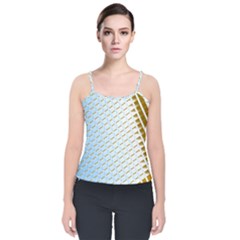 Diagonal Seamless Line Design Velvet Spaghetti Strap Top by LoolyElzayat