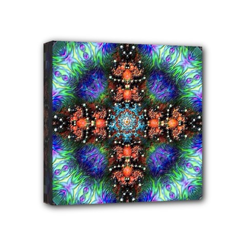 Mosaic Kaleidoscope Form Pattern Mini Canvas 4  X 4  (stretched) by Pakrebo