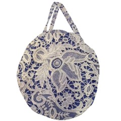 Point De Rose Giant Round Zipper Tote by Pakrebo