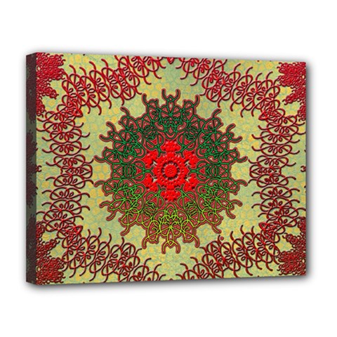 Tile Background Image Color Pattern Canvas 14  X 11  (stretched) by Pakrebo
