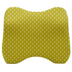 Yellow Polka Dot Velour Head Support Cushion by retrotoomoderndesigns