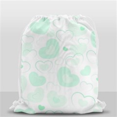 Pastel Green Hearts Drawstring Bag (small) by retrotoomoderndesigns