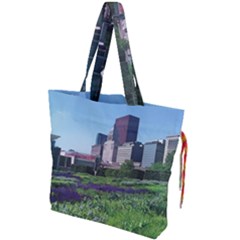 Lurie Garden Salvia River Drawstring Tote Bag by Riverwoman