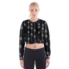 Black And White Abstract Pattern Cropped Sweatshirt by Valentinaart