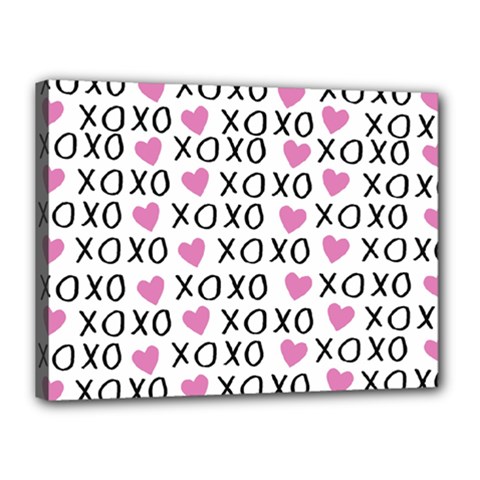 Xo Valentines Day Pattern Canvas 16  X 12  (stretched) by Valentinaart