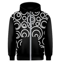 Abstract White On Black Circles Design Men s Zipper Hoodie by LoolyElzayat