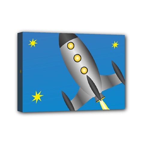 Rocket Spaceship Space Travel Nasa Mini Canvas 7  X 5  (stretched) by Wegoenart