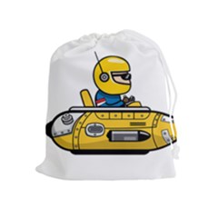 Cartoon Space Racer Galaxy Science Drawstring Pouch (xl) by Wegoenart