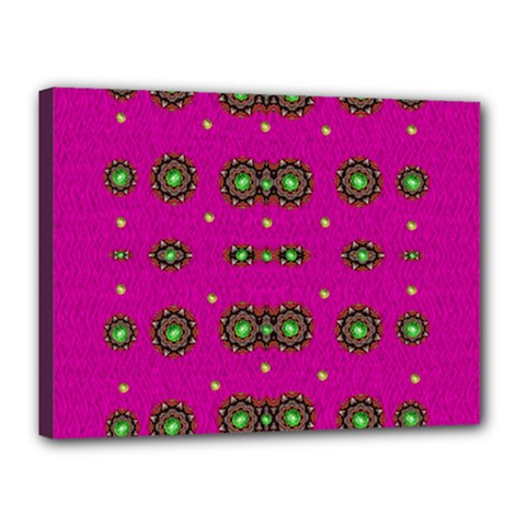 Stars In Fern And Love Ornate Canvas 16  X 12  (stretched) by pepitasart