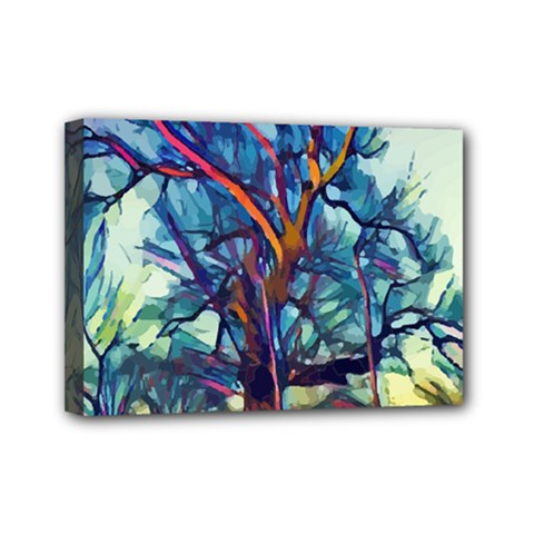Tree Colorful Nature Landscape Mini Canvas 7  X 5  (stretched) by Pakrebo