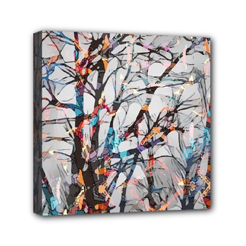 Forest Abstract Artwork Colorful Mini Canvas 6  X 6  (stretched) by Pakrebo