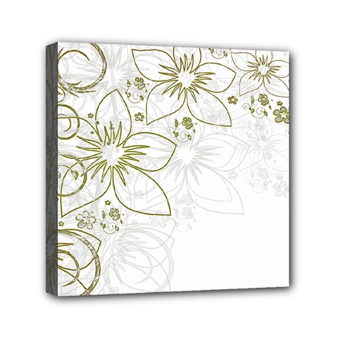 Flowers Background Leaf Leaves Mini Canvas 6  X 6  (stretched) by Mariart