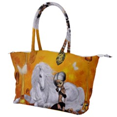 Wonderful Unicorn With Fairy Canvas Shoulder Bag by FantasyWorld7