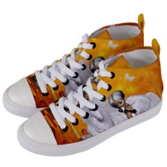 Wonderful Unicorn With Fairy Women s Mid-top Canvas Sneakers by FantasyWorld7