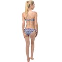 Waitress Uniform Dresses Nerdy Glasses Pattern Blue Twist Bandeau Bikini Set View2