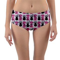 Waitress Uniform Dresses Nerdy Glasses Pattern Pink Reversible Mid-waist Bikini Bottoms by snowwhitegirl
