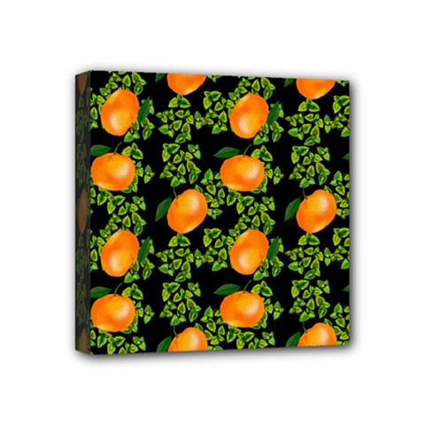 Citrus Tropical Orange Black Mini Canvas 4  X 4  (stretched) by snowwhitegirl