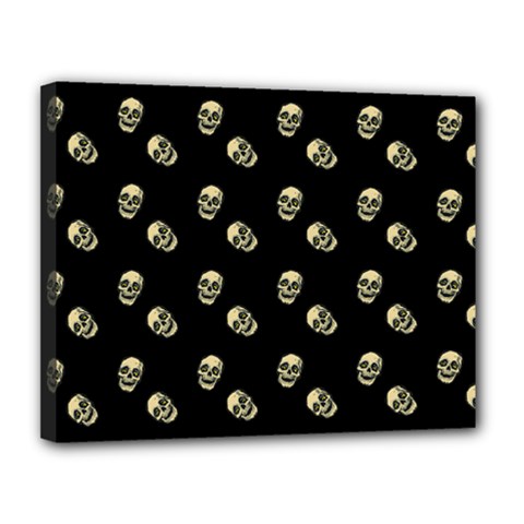 Skull Black Pattern Canvas 14  X 11  (stretched) by snowwhitegirl