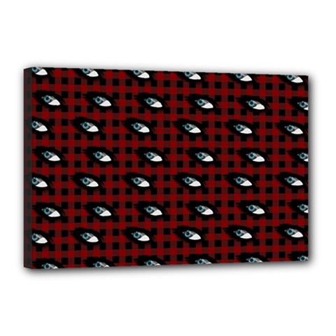 Eyes Red Plaid Canvas 18  X 12  (stretched) by snowwhitegirl