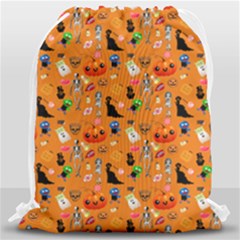 Halloween Treats Pattern Orange Drawstring Bag (large) by snowwhitegirl