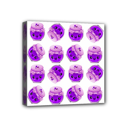 Kawaii Grape Jam Jar Pattern Mini Canvas 4  X 4  (stretched) by snowwhitegirl