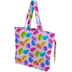 Colorful Leaves Drawstring Tote Bag by snowwhitegirl