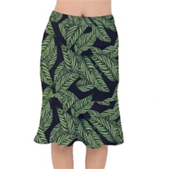 Tropical Leaves On Black Mermaid Skirt by snowwhitegirl