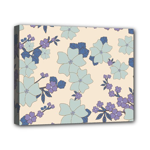 Vintage Floral Blue Pattern Canvas 10  X 8  (stretched) by snowwhitegirl