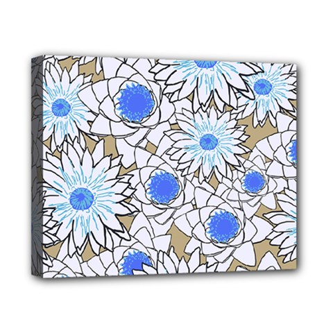 Vintage White Blue Flowers Canvas 10  X 8  (stretched) by snowwhitegirl
