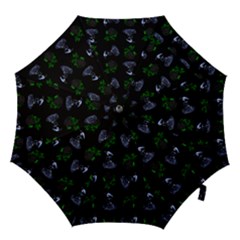 Gothic Girl Rose Black Pattern Hook Handle Umbrellas (large) by snowwhitegirl
